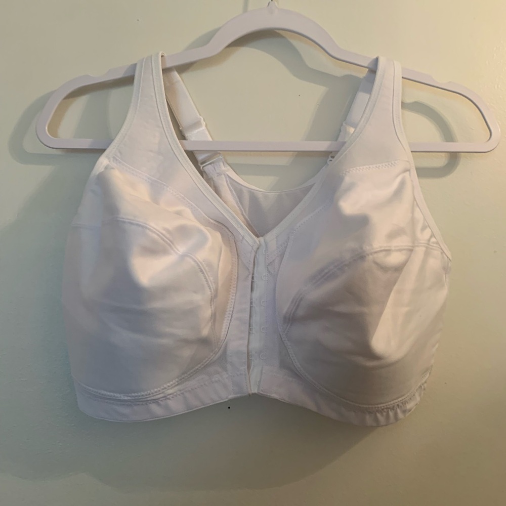 Glamorise White Front-Closure Full Coverage Sports Bra